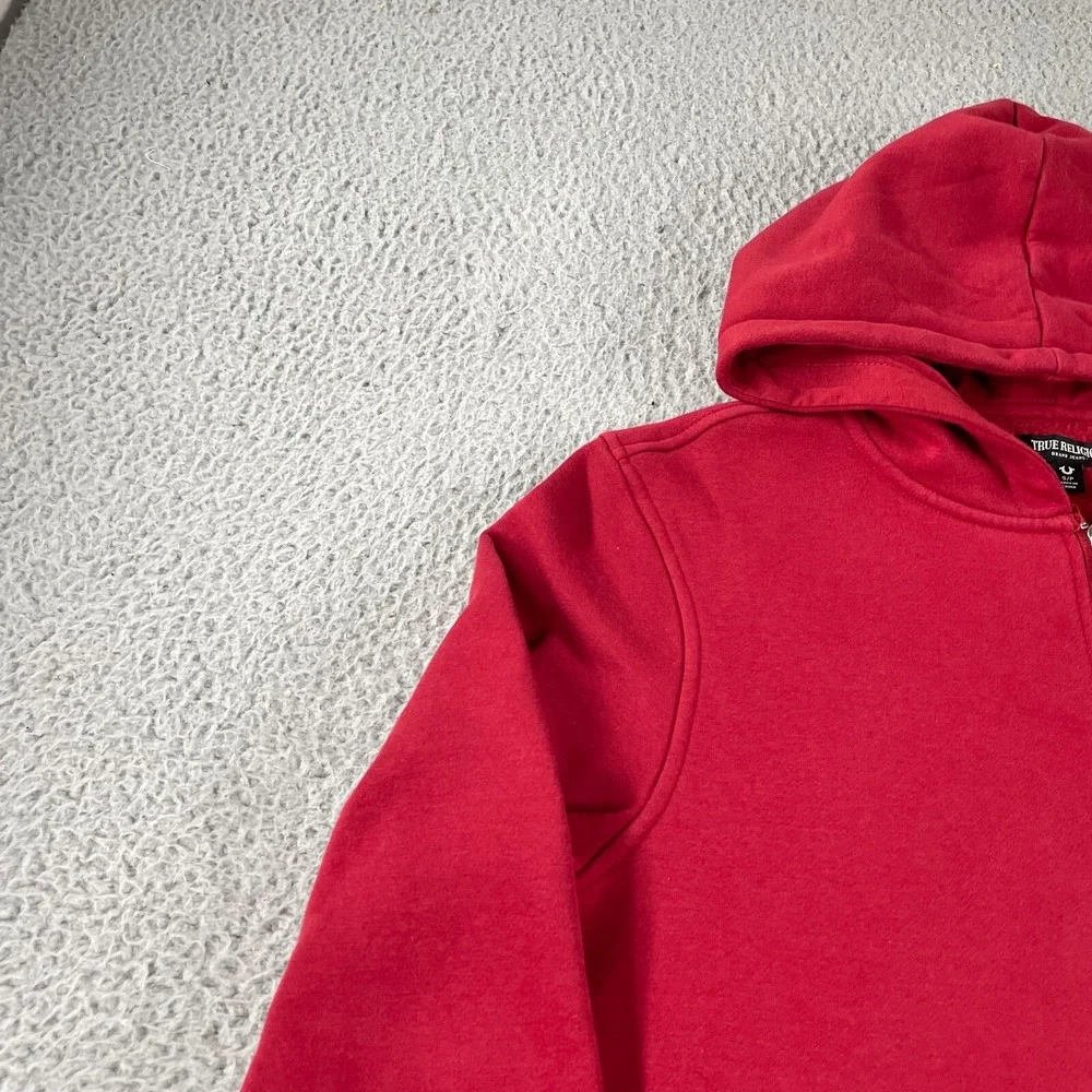 True Religion Mens Red Long‎ Sleeve Pockets Full-Zip Hoodie Size S Streetwear